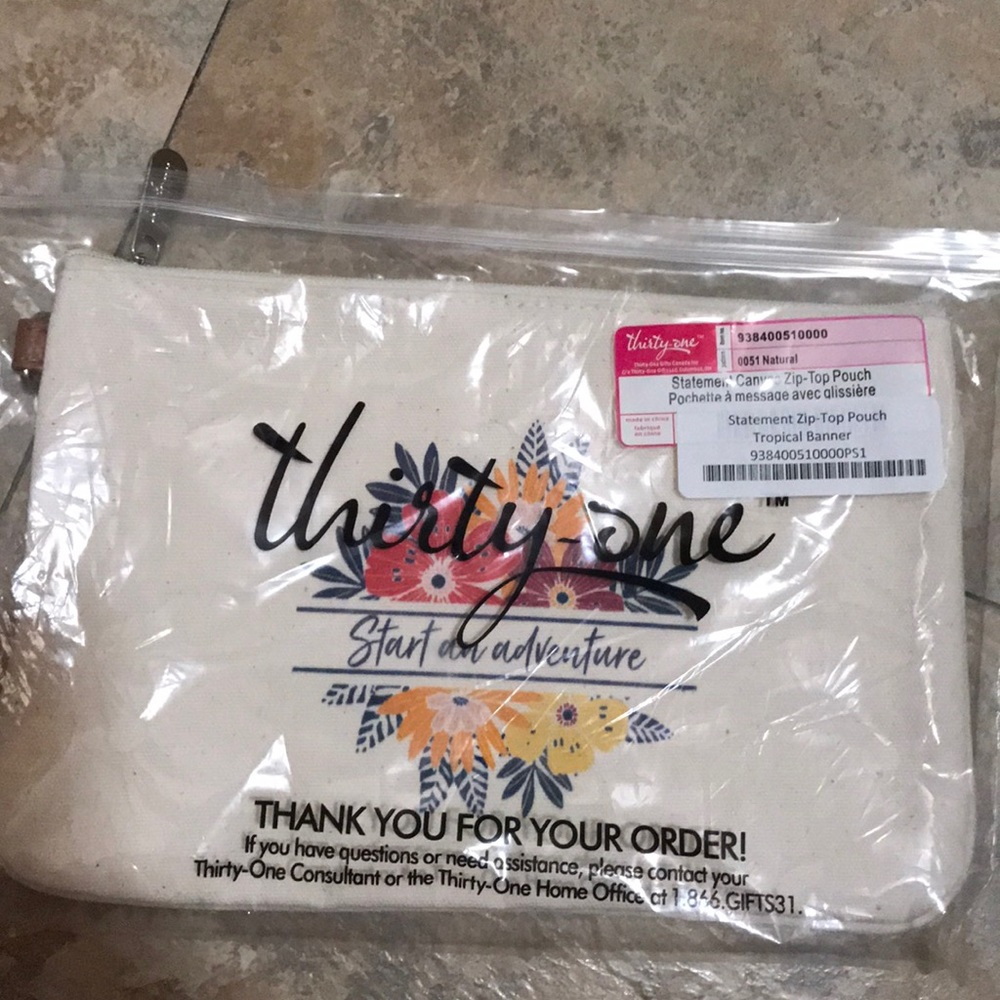 Canvas zip top pouch